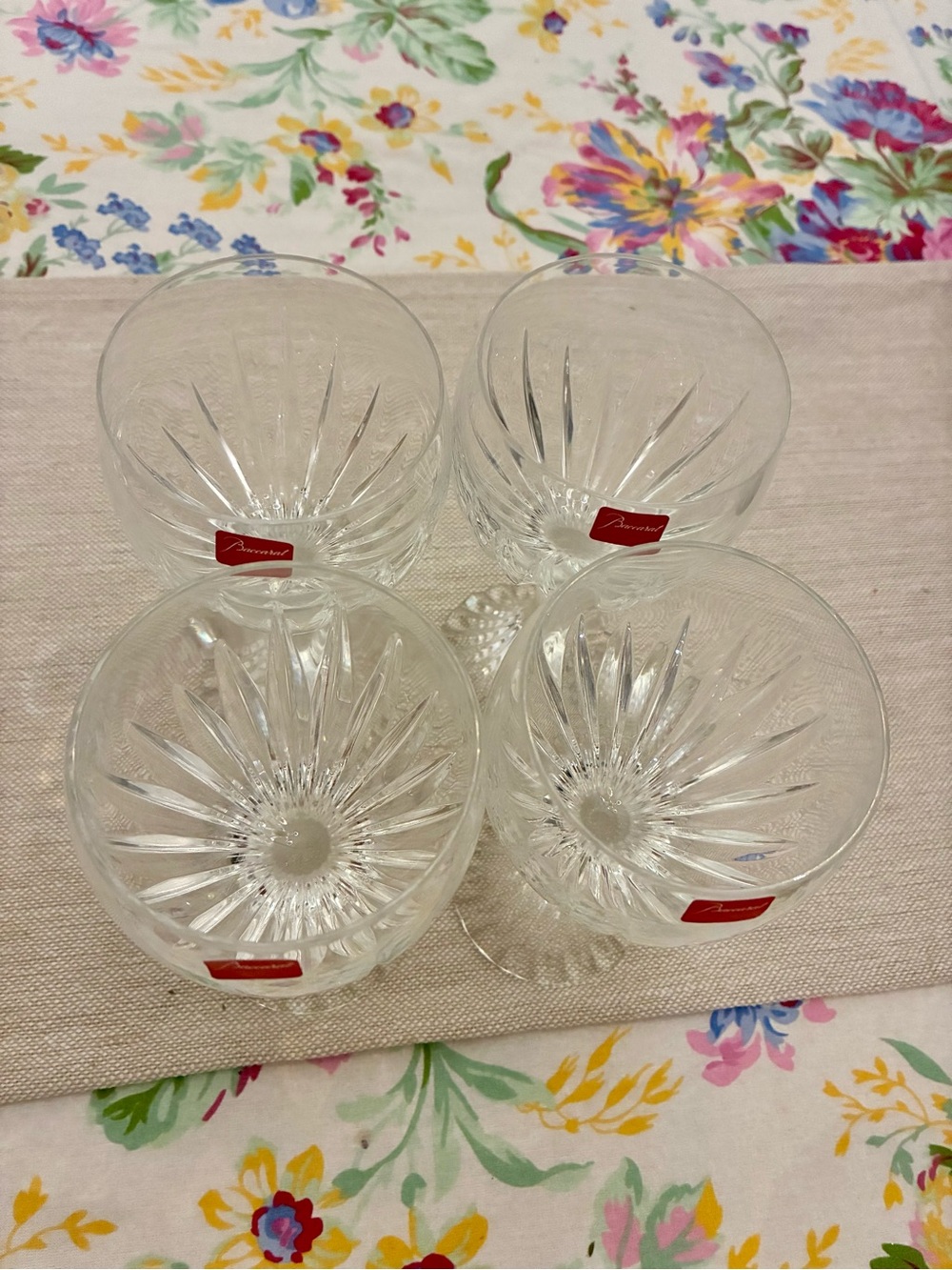 Four Baccarat Messena Clear Crystal Wine, Water Goblet with Faceted Stem NWOT - Picture 2 of 12